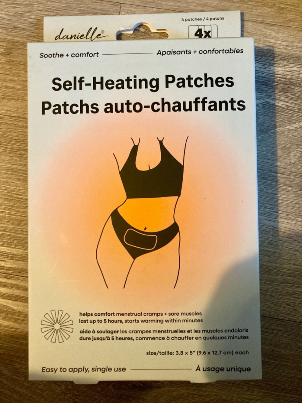New 4pack 5hour Self-Heating Patches for Menstrual or Sore Muscles for Comfort